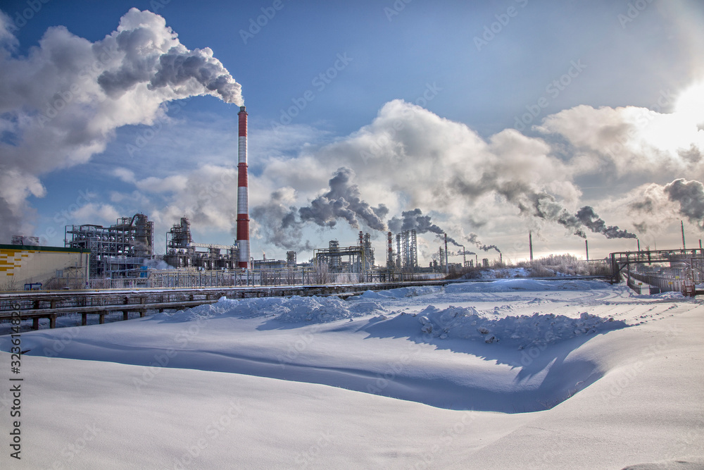 Smoke over the industrial complex. Environmental pollution. Smoke over the industrial complex. Environmental pollution.