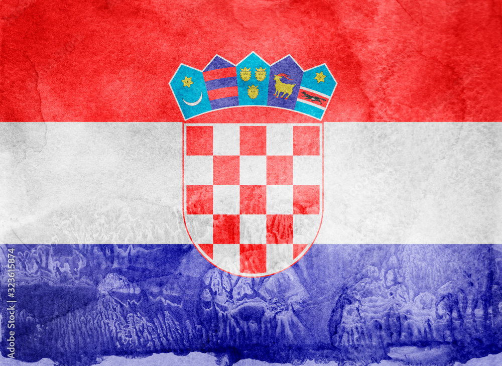 Watercolor flag on background. Croatia