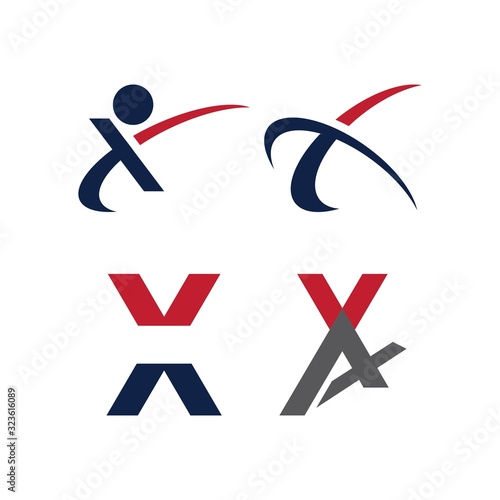 Set X Letter Logo Template vector icon