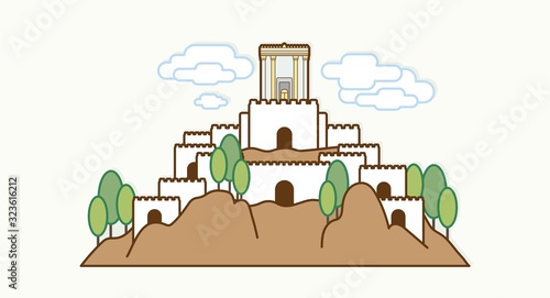 Jerusalem Israel, Temple at old city Israel cartoon graphic vector.