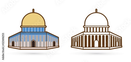 Dome of the rock icon, Israel cartoon graphic vector.