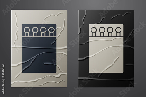 White Open matchbox and matches icon isolated on crumpled paper background. Paper art style. Vector Illustration