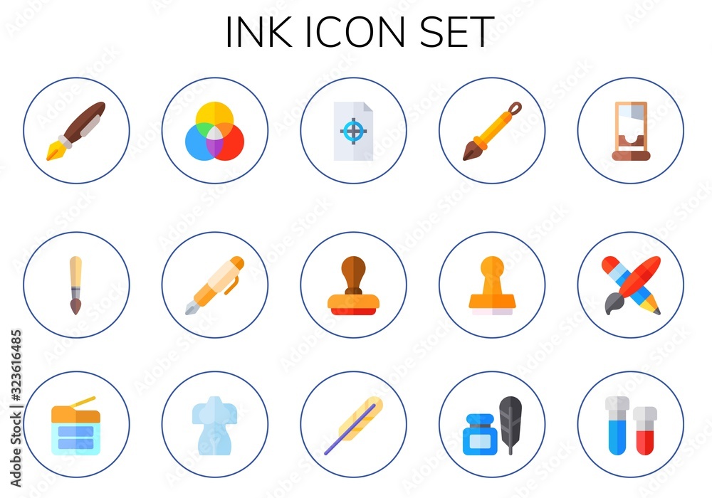 Modern Simple Set of ink Vector flat Icons
