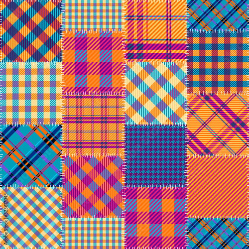 Patchwork textile pattern. Seamless quilting design background.
