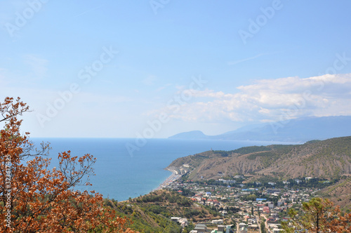 Fototapeta Naklejka Na Ścianę i Meble -  Beautiful view of the sea and mountains from the shore. Crimea
