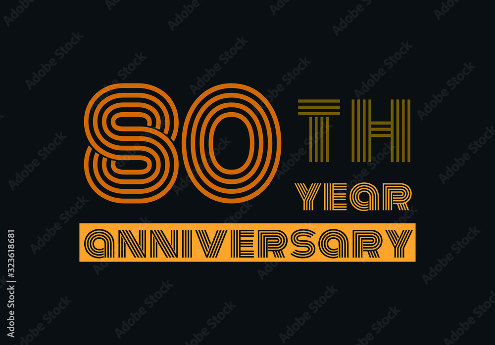 Fototapeta premium 80 years anniversary line style gold color with the gray background 