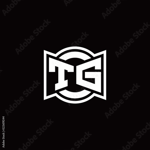 TG logo monogram with ribbon style circle rounded design template