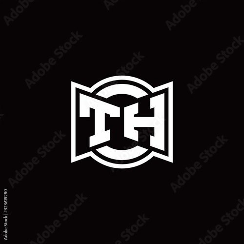 TH logo monogram with ribbon style circle rounded design template