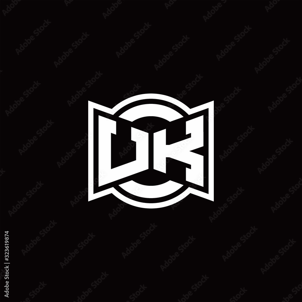UK logo monogram with ribbon style circle rounded design template UK logo monogram with ribbon style circle rounded design template