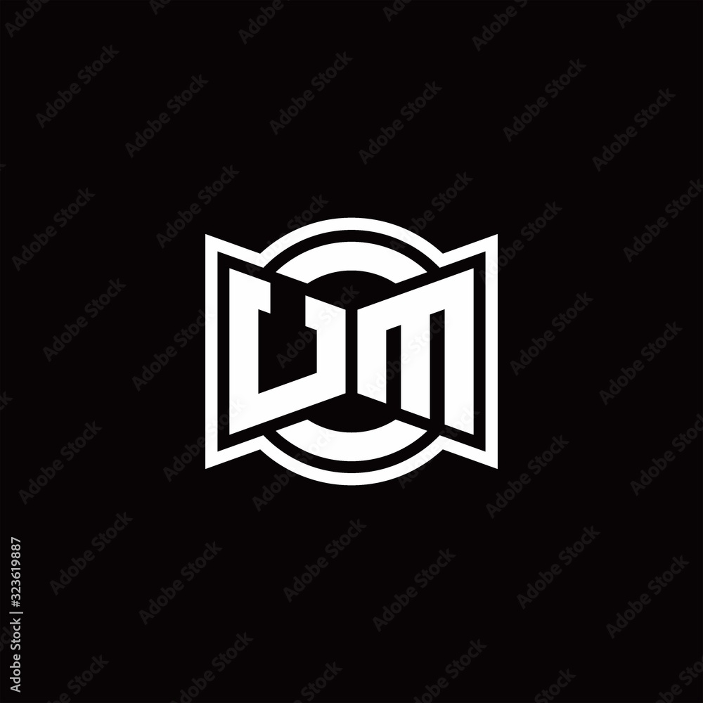 UM logo monogram with ribbon style circle rounded design template UM logo monogram with ribbon style circle rounded design template