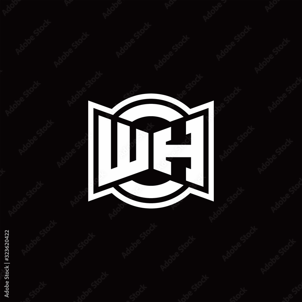 WH logo monogram with ribbon style circle rounded design template WH logo monogram with ribbon style circle rounded design template