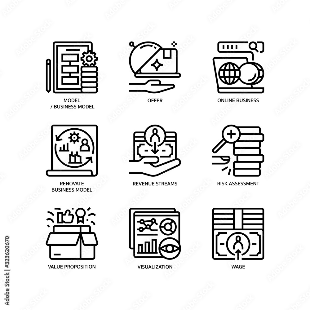 Business model canvas icons set Stock Vector Adobe Stock