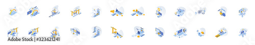 Large set of isometrics on the topic of technology and progress - Vector