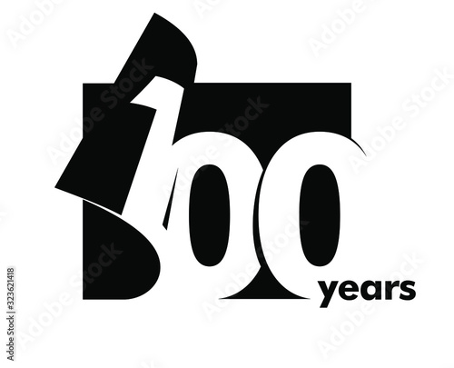 Vector 100 years anniversary logotype. Isolated black logo 100th jubilee on white background