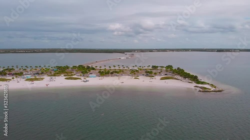 Aerial view, panoramic view of Howard Park Beach. Howard Park Beach - An island in the Gulf of Mexico connected by a road to the mainland, Tarpon Springs, Florida. Florida beaches, aerial view. photo