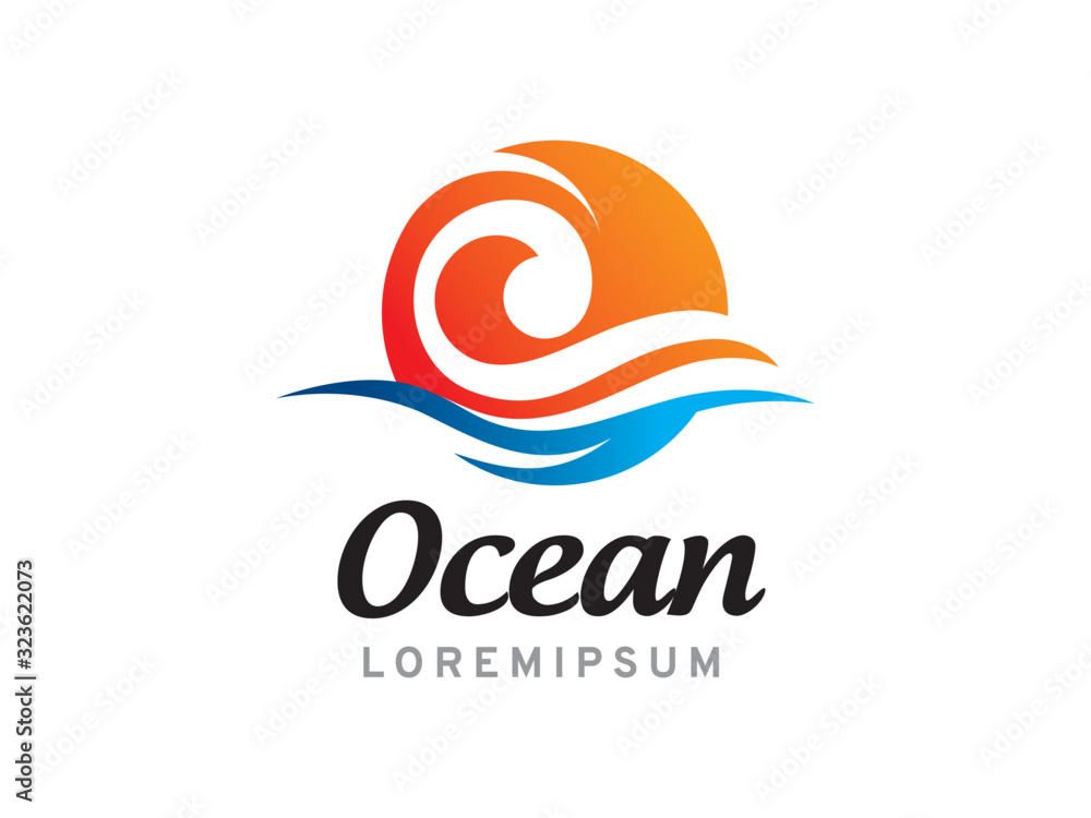 Ocean logo template design, icon, symbol Stock Vector | Adobe Stock