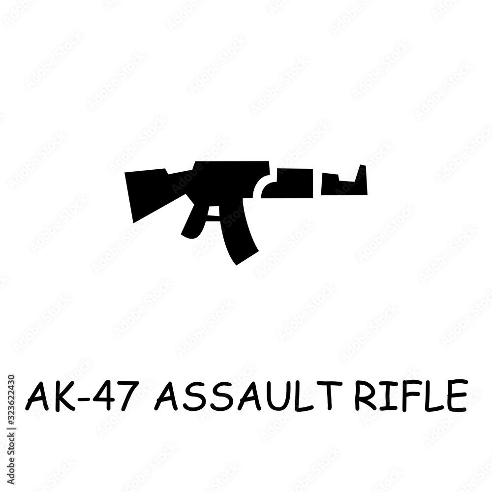 AK-47 assault rifle flat vector icon AK-47 assault rifle flat vector icon