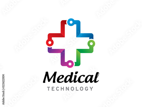 Medical technology logo template design, icon, symbol