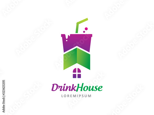 Drink house logo template design, icon, symbol