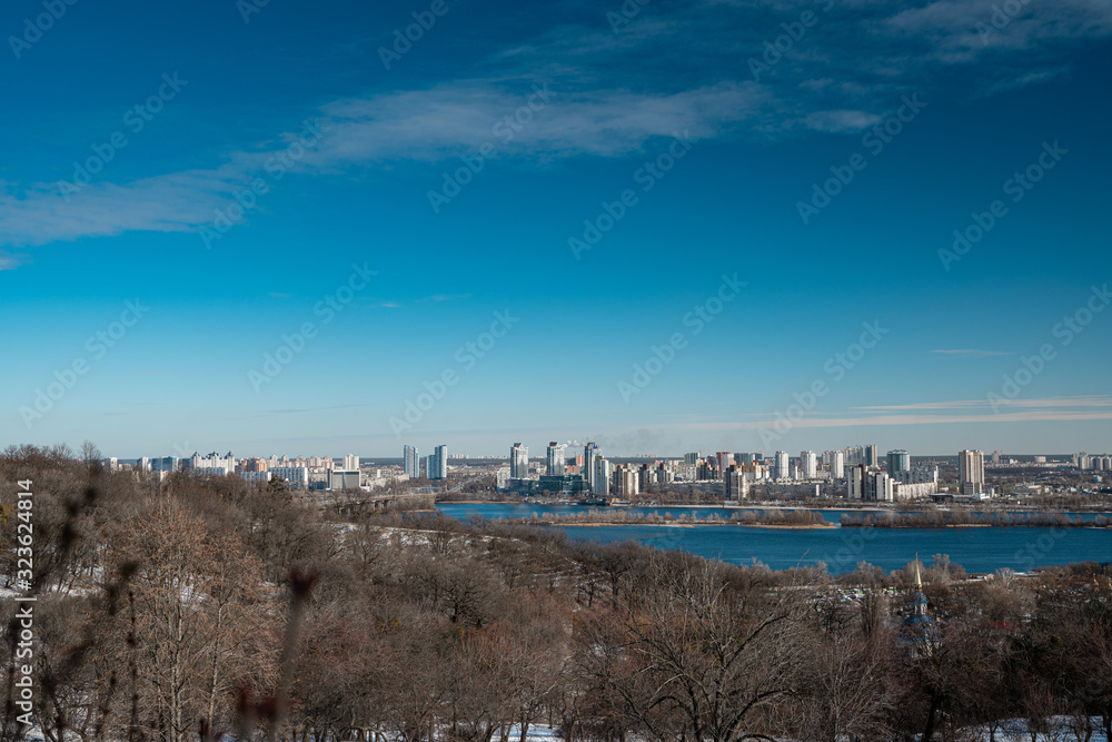 Obraz premium Landscape view of Kyiv with big Dnipro river