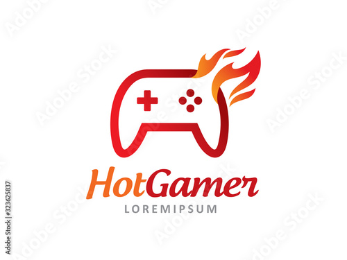 Hot gamer logo template design, icon, symbol