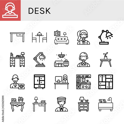 desk icon set