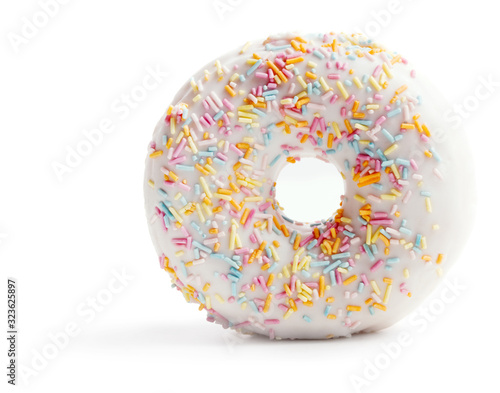 single glazed doughnut isolated on white background
