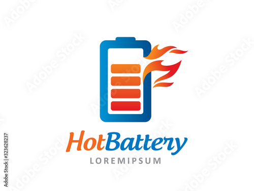 Hot battery logo template design, icon, symbol