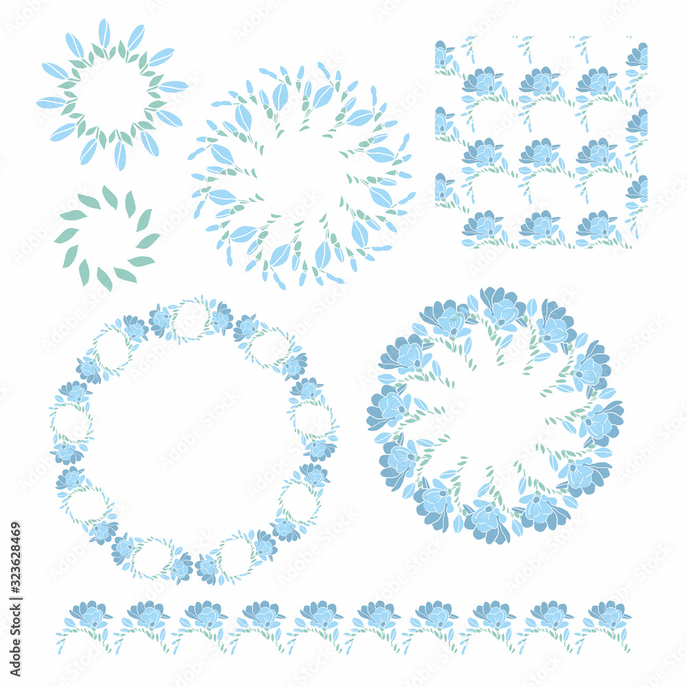 A set of floral ornaments for printing on paper, on fabric. Vector for your compositions. A set of floral ornaments for printing on paper, on fabric. Vector for your compositions.