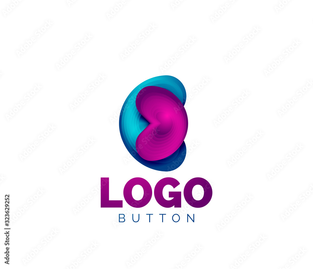 Abstract round shape logo template. Minimal geometrical design, 3d geometric bold symbol in relief style with color blend steps effect. Vector Illustration Abstract round shape logo template. Minimal geometrical design, 3d geometric bold symbol in relief style with color blend steps effect. Vector Illustration