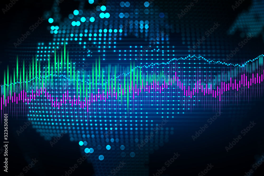 Financial forecast chart analyzing. Graph reflects data behavior over historic period. Statistic research concept. 3d rendering Financial forecast chart analyzing. Graph reflects data behavior over historic period. Statistic research concept. 3d rendering