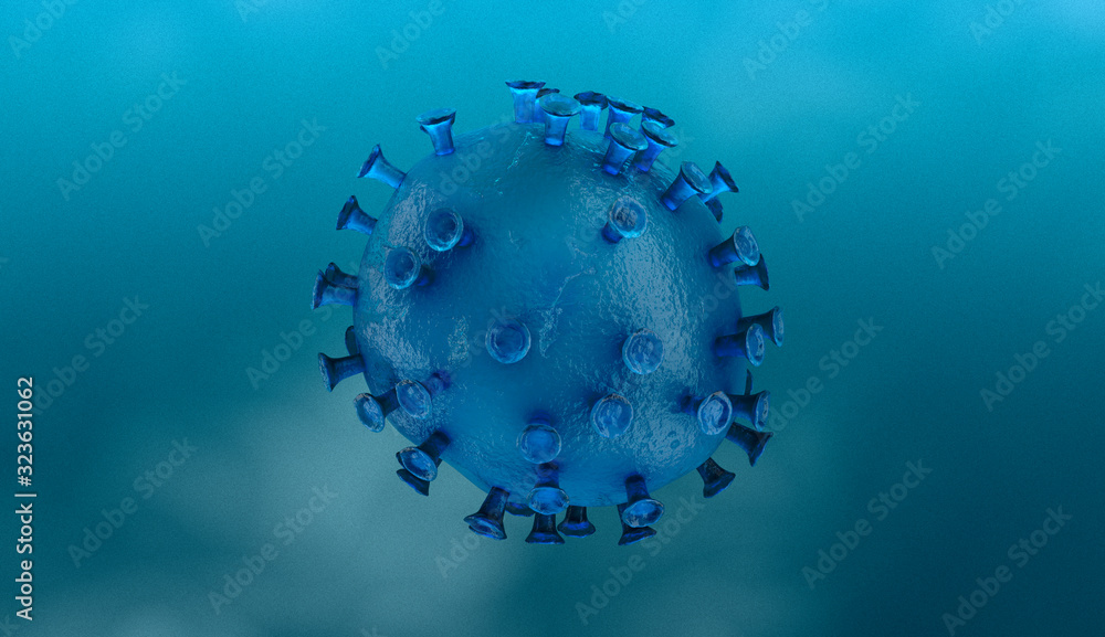 Coronavirus, microscopic view, 2019-nCoV - 3D Rendering Coronavirus, microscopic view, 2019-nCoV - 3D Rendering