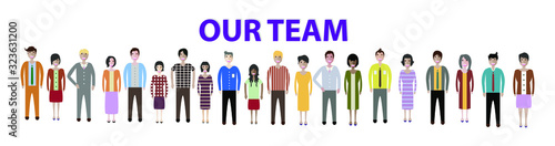 Set of full body diverse business people. Flat icons design white isolated. Vector graphic illustration. Man and woman, Different nationalities characters