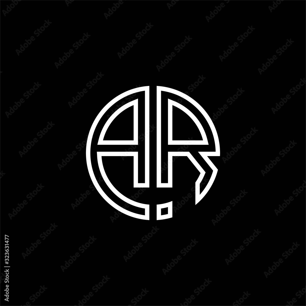 AR monogram logo circle ribbon style outline design template Stock ...