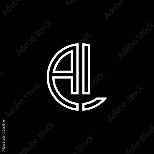 AL monogram logo circle ribbon style outline design template