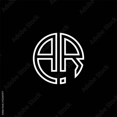 AR monogram logo circle ribbon style outline design template
