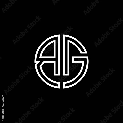 BG monogram logo circle ribbon style outline design template photo