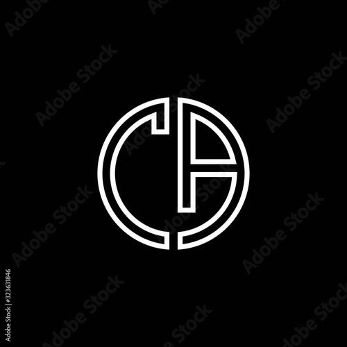 CA monogram logo circle ribbon style outline design template