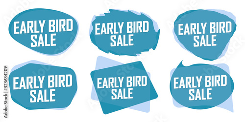 Set Early Bird Sale bubble banners design template, discount tags, app icons, vector illustration