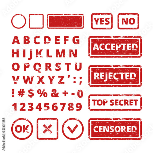Stamp concepts. Vector grunge letters in frames rejected and approved words for rubber stamp vector template. Stamp approved grunge, typeset typography, grungy document print illustration