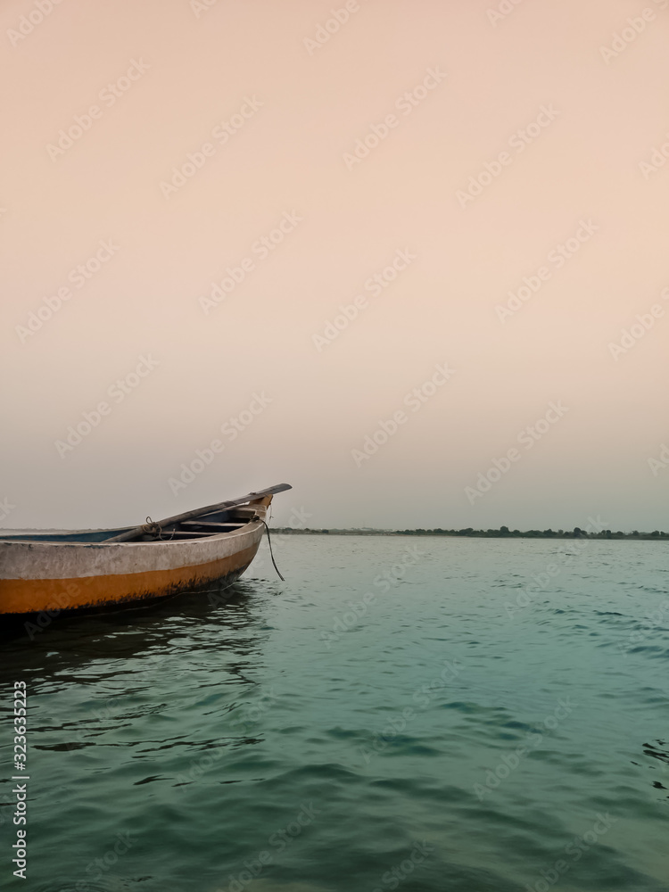 boat at sunset