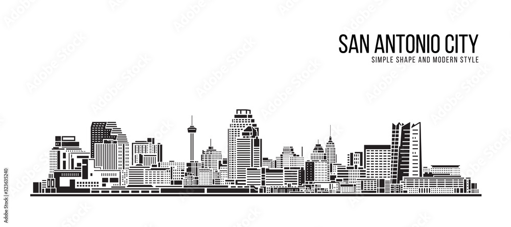 Cityscape Building Abstract Simple shape and modern style art Vector design - San Antonio city