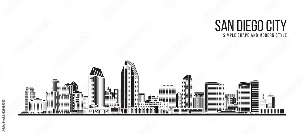 Cityscape Building Abstract Simple shape and modern style art Vector design - San diego city