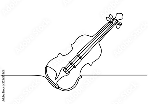 Continuous one line drawing. Violin music instrument. Vector illustration simplicity design.