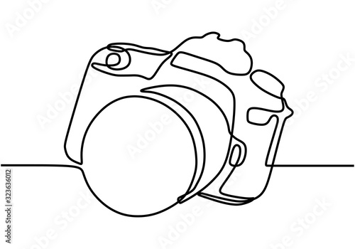 DSLR camera digital vector, one continuous single line drawing. Minimalism hand drawn art style.