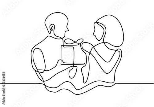 One line couple in love. Dr...