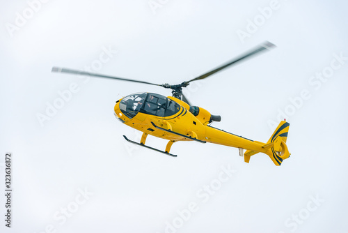 yellow helicopter's landing