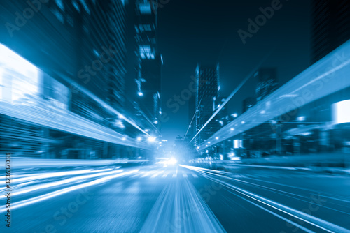 abstract image of blur motion of cars on the city road at night © onlyyouqj