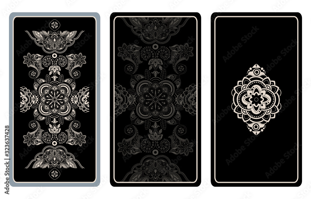 Vector illustration design for Tarot cards. Geometric lace template Black  and white design vector de Stock | Adobe Stock