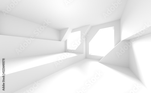 Abstract Interior Background. White Room with Windows